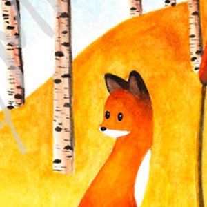 The Fox in The Fall 5x7 illustration art print orange autumn leaves image 2