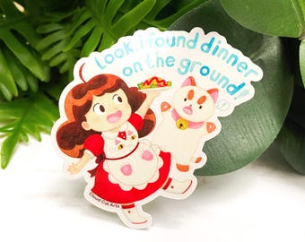 Dinner on the Ground - Die Cut Vinyl Sticker - Bee and Puppycat - cute kawaii