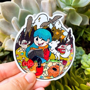 Las grandes aventuras de Hilda - Vinilo troquelado - Linda fantasía de dibujos animados kawaii