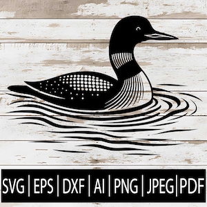 Loon Bird SVG | Minimalist Water Bird Cut File | Lake Wildlife Vector Art | for Cricut, Laser, Sublimation (Svg/Eps/Png/Dxf/Ai/Pdf/Jpg)