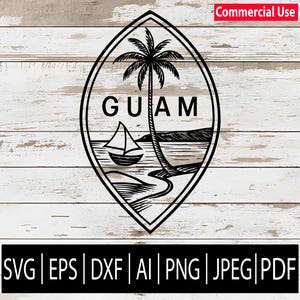 Guam flag center Crest SVG | Guam Seal SVG | Tropical Island Design Vector graphic art for Cricut sub Laser cnc | Svg Eps Png Dxf Jpg Pdf Ai