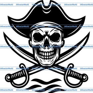 Pirate Skull & Crossed Swords SVG | Jolly Roger Design Vector Graphic ...