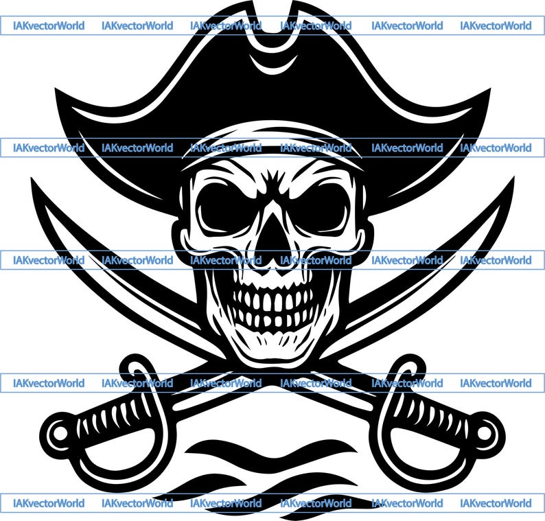 Pirate Skull & Crossed Swords SVG | Jolly Roger Design Vector Graphic ...