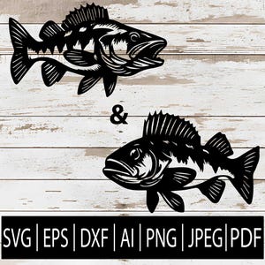 Walleye Fish SVG - Fishing graphic design Clipart for Cricut sub Laser cnc | Svg Eps Png Dxf Jpg Pdf Ai Download