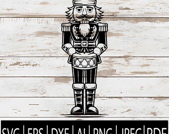 Nutcracker Soldier with Drum SVG | Toy Soldier Drummer | Christmas Nutcracker Clipart for Cricut Sub Laser CNC | Svg Png Jpg Dxf Pdf Ai Eps