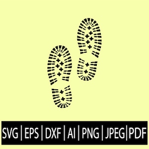 Puede incluir: Dos huellas de botas negras sobre un fondo amarillo. Las huellas están detalladas con un patrón de pequeños cuadrados y líneas.