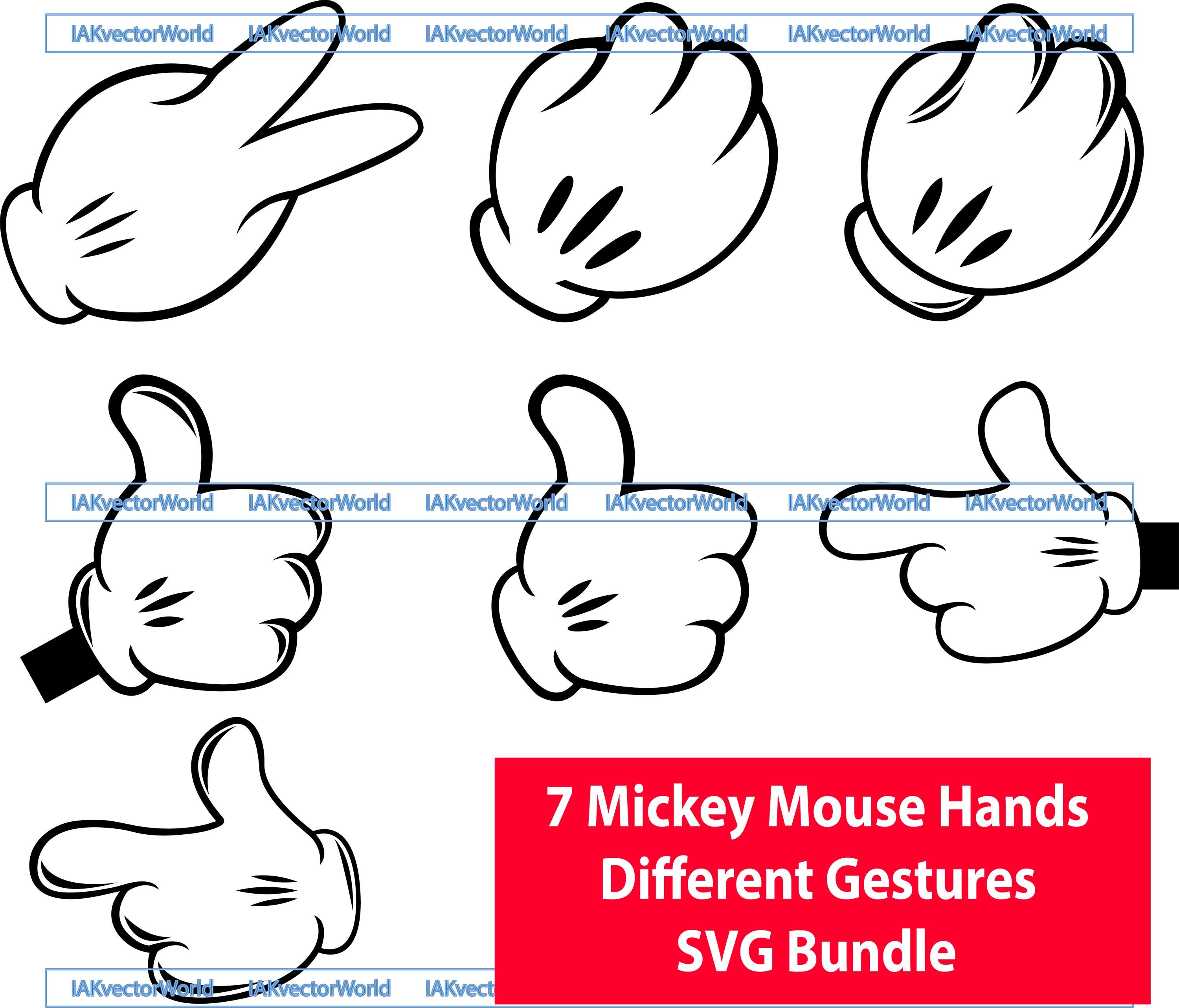 ミッキーマウスの手 SVG バンドル | Cricut Laser Sub CNC 用漫画