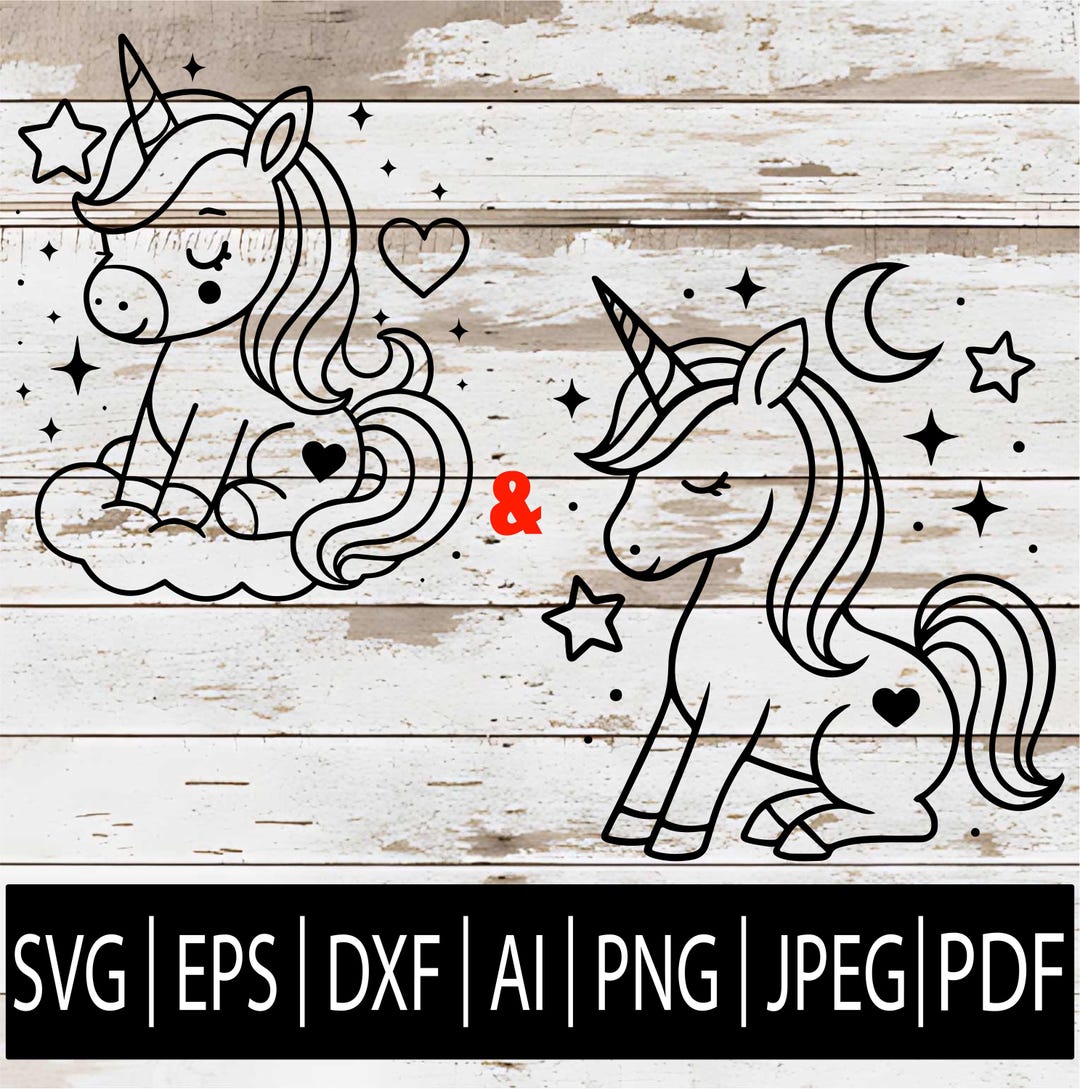 Unicorn SVG Bundle | 2 Cute Baby Girly Unicorn Clipart | Kawaii Unicorn ...