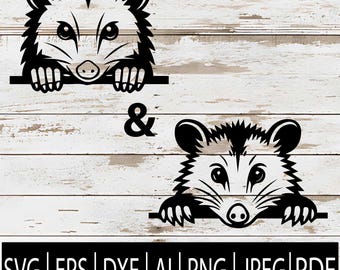 Southern Opossum Peeking SVGs | 2 Possum Woodland Animals Clipart for Cricut Sublimation Laser CNC | Svg Eps Png Jpg Dxf Pdf Ai Download