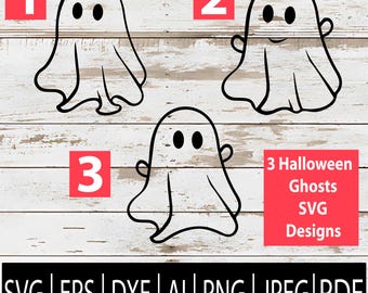 Ghost SVG Bundle | Spooky & Cute Halloween Ghosts Clipart | Boo Silhouettes for Cricut Crafts Sub Laser Cnc | Eps Png Jpg Dxf Pdf Ai Files