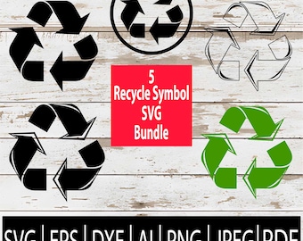 Recycle Symbol SVG Bundle | Recycling Logos for Cricut Laser Sub Cnc | Eco Friendly SVG Cut File | Go Green Clipart Eps Png Jpg Dxf Pdf Ai