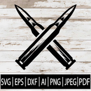 Crossed Bullets SVG | Tactical Ammo Clipart Designs for Cricut Sublimation Laser CNC | Svg Eps Png Dxf Jpg Pdf Ai Download