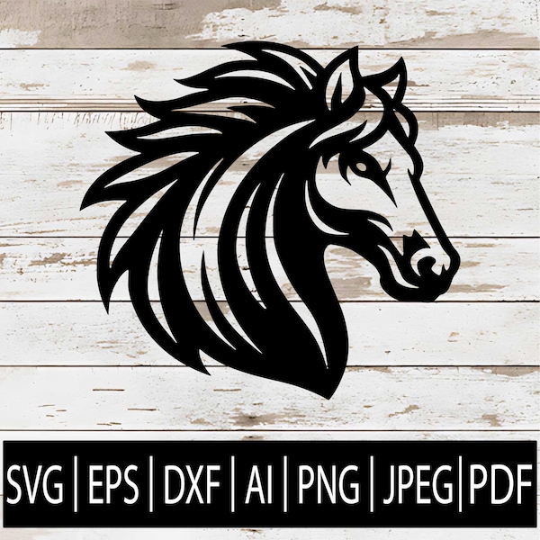 Mustang Horse Mascot SVG | Middle High School Sports Team Spirit Clipart for Cricut Sub Laser CNC | Svg Eps Png Jpg Dxf Pdf Ai File Download