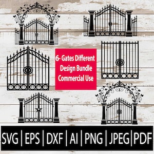 Gate SVG Bundle | Decorative Fence Clipart for Cricut, Laser Cutting, Sub | Gothic Gate DXF CNC Files | Svg Eps Png Jpg Dxf Pdf Ai Files