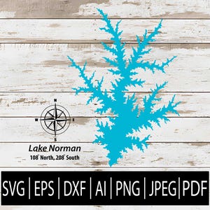 Lake Norman North Carolina SVG | Lake Map Vector Clipart for Cricut Sublimation, Laser, Cnc, Stickers, Wall Art | Svg Png Jpg Dxf Pdf Ai Eps