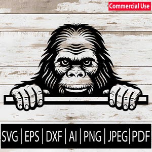 Diseño SVG de Pie Grande asomándose - Arte gráfico vectorial de Pie Grande para Cricut, silueta, láser cnc / Svg Eps Png Dxf Jpg Pdf Ai Descargar