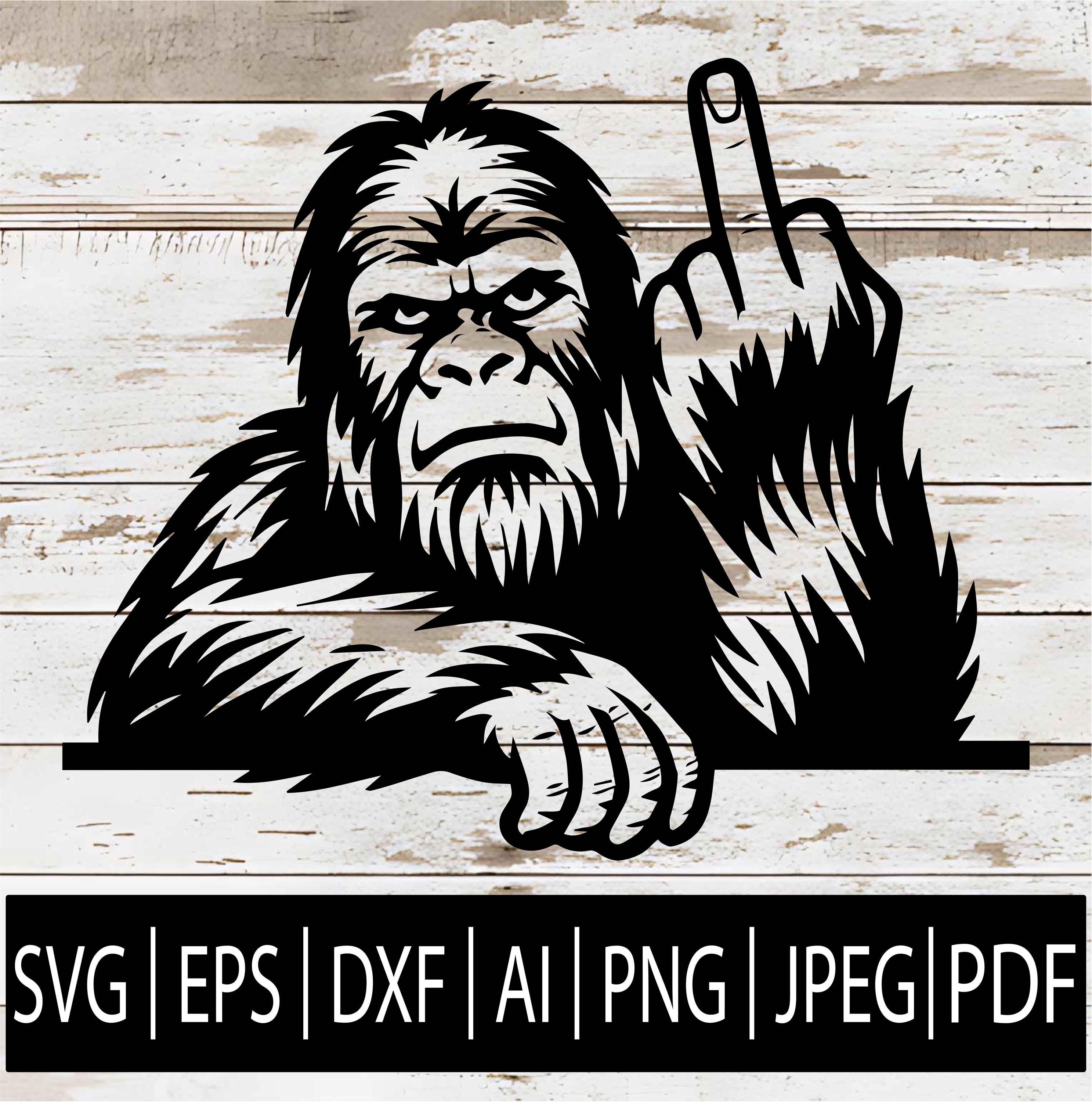 Peeking Bigfoot Middle Finger SVG | Sasquatch Bigfoot Funny