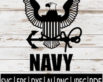 Emblema de ancla de águila de la Marina SVG / Vector de cresta militar / Clipart de logotipo de la Marina de EE. UU. / Descarga digital de águila patriótica / Diseño de tatuaje de veterano
