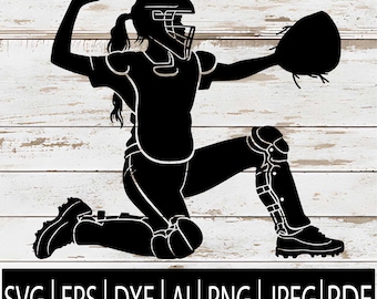 Softball Catcher Play Design SVG | Eps Png Jpg Dxf Ai Pdf Cut Files for Cricut, Sublimation, dye, print, Laser & CNC | Digital download