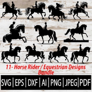 Horse Rider SVG Bundle | Cowboy, Knight, Equestrian, Stallion Eps Png Jpg Dxf Ai Pdf | cut print dye sub laser engrave cnc Files download