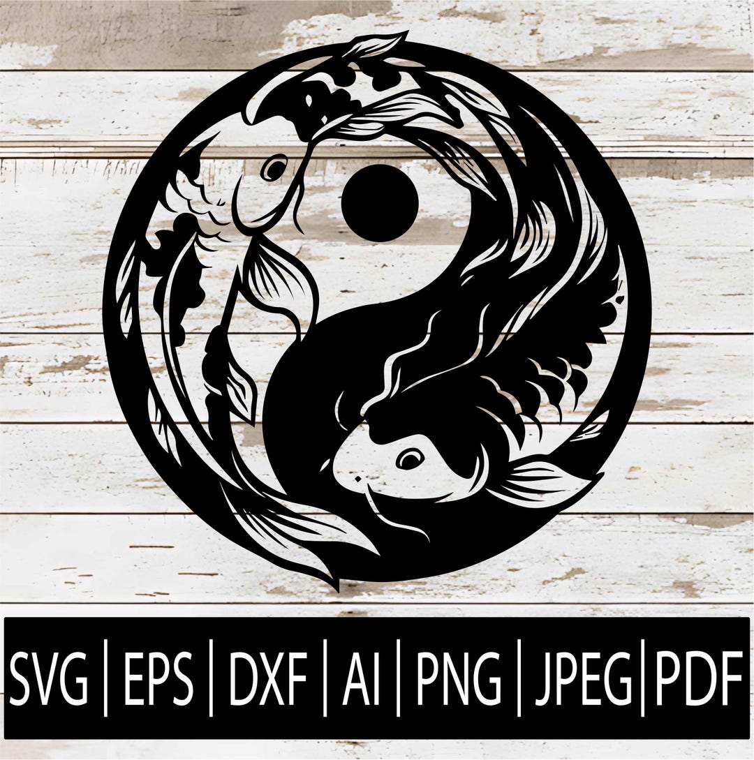 Koi Fish Yin Yang SVG | Japanese Koi Carp Mandala Circle Design