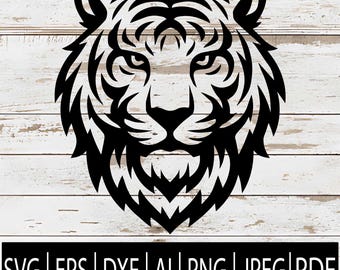 SVG Cabeça de Tigre | Logotipo de Mascote Tigre Rugindo | Clipart para Equipe Esportiva do Ensino Fundamental e Médio para Cricut, Sub-rotina, Laser e CNC | SVG, EPS, PNG, DXF, JPG, PDF e AI