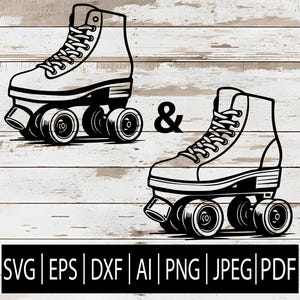 Retro Rollschuhe SVG | 2 Rollschuh Clipart für Cricut Sublimation Laser CNC | 2 Roller Derby Designs | Svg Eps Png Jpg Dxf Ai Pdf