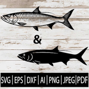 Tarpon Fish SVG Bundle | 2 Saltwater Fishing Designs – Detailed & Silhouette | Clipart For Cricut Laser Sub CNC | Svg Dxf Ai Eps Png Pdf Jpg