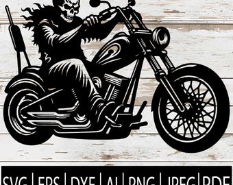 Motard crâne SVG | Clipart motard | Conception de hachoir squelette | Téléchargement numérique des fichiers Svg, Eps, Png, Jpg, Dxf, Pdf Ai