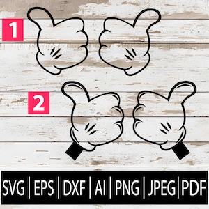 Cartoon Thumbs-Up SVGs | Mickey-Inspired Hand Gesture Clipart Designs for Cricut Laser Sub Cnc | Cartoon Gloves Cut File EpsDxfPngJpgPdfAI