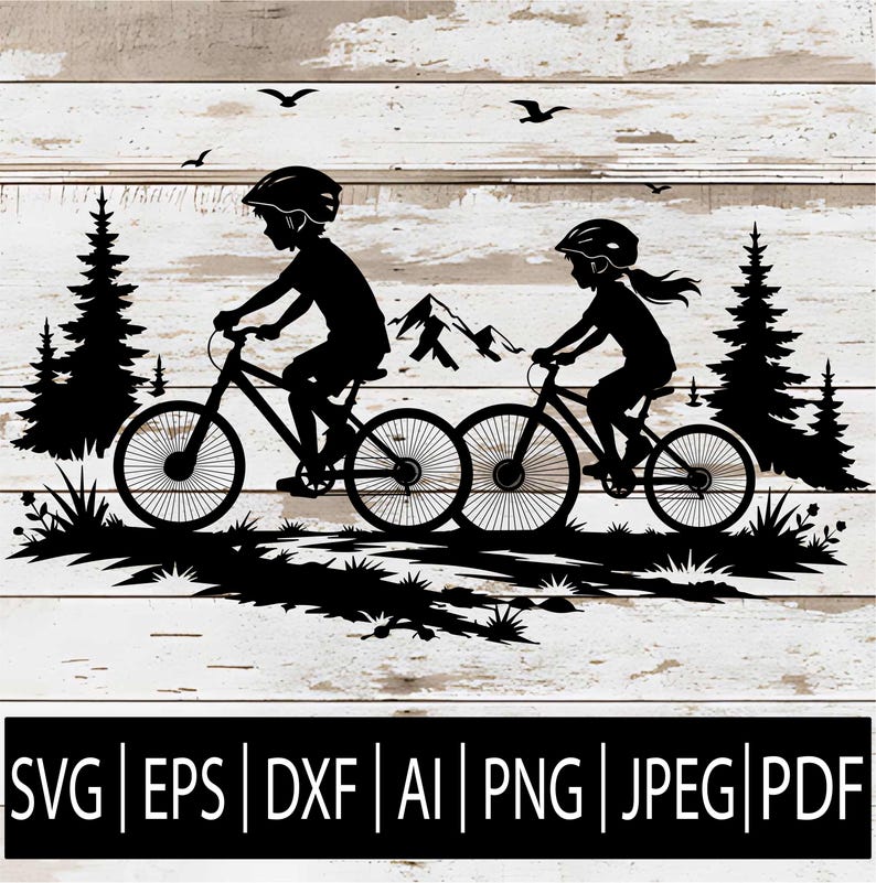 Family Cycling SVG, Father Daughter Bike Ride Clipart, Couples Cycling ...