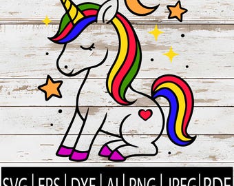 Magic Unicorn SVG | Girly Unicorn Clipart | Cute Baby Unicorn Design for Cricut Sub Laser CNC | Svg Png Jpg Dxf Pdf Ai Eps Digital Download