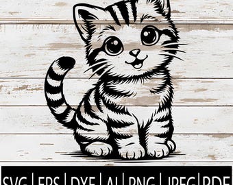 Cute Kitten SVG | Adorable Baby Cat Clipart | Sweet Kitty Design for Cricut Sub Laser CNC | Svg Png Jpg Dxf Pdf Ai Eps Digital Download