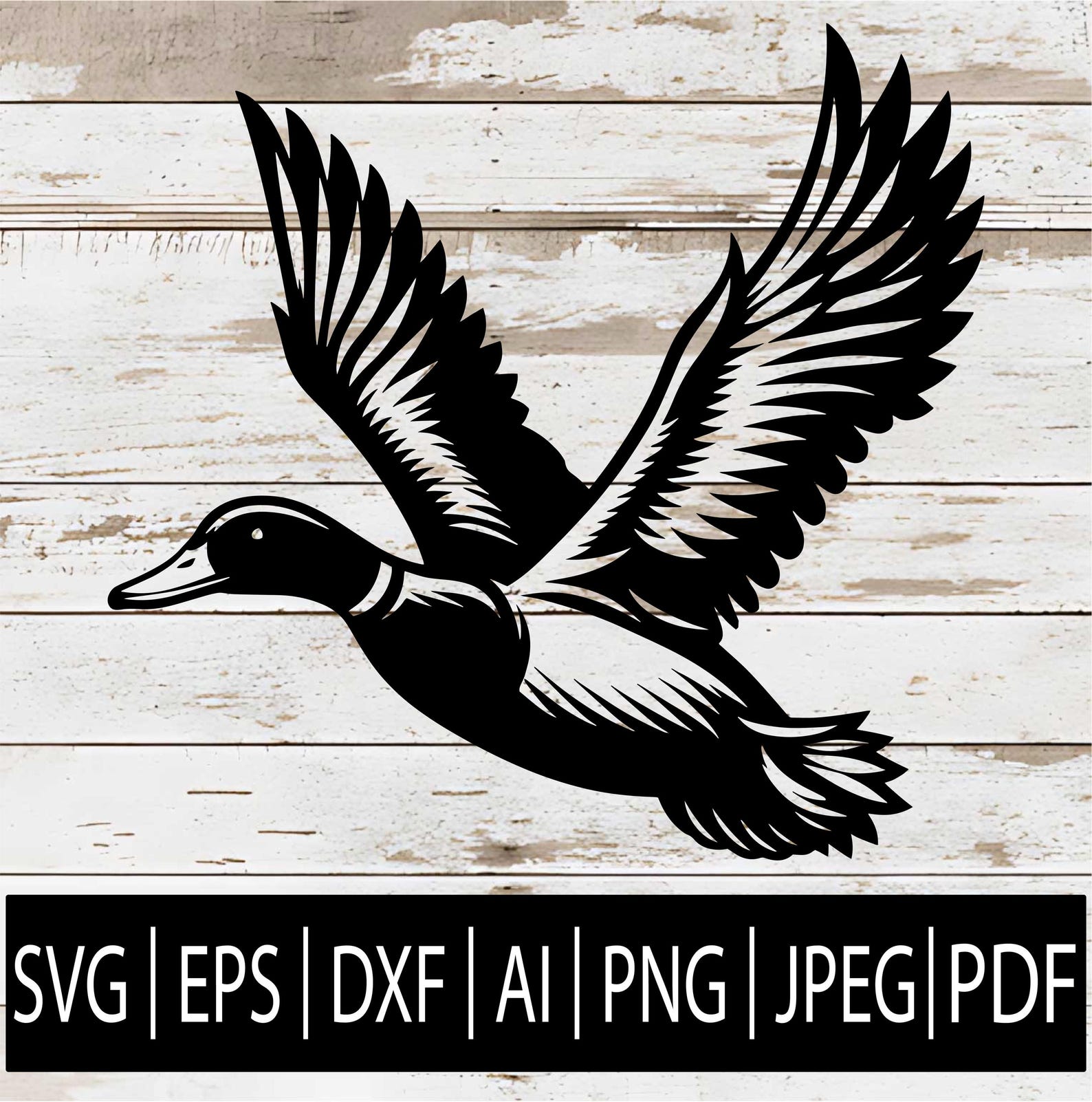 Flying Duck SVG | Mallard Duck Silhouette Cut File | Hunting SVG Dxf ...