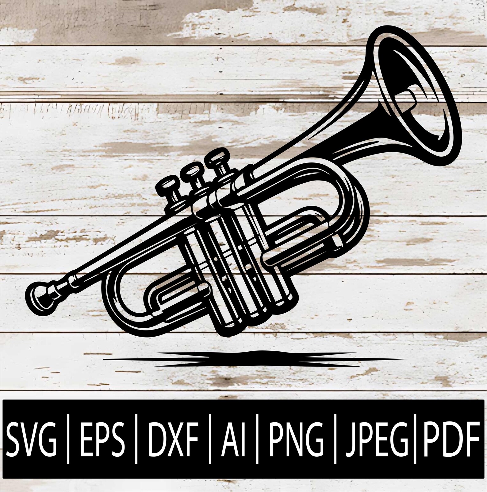 Trumpet SVG | Brass Instrument Silhouette | Student Trumpet SVG Design ...