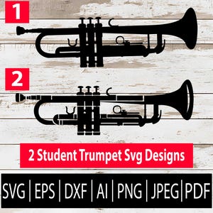 Trumpet SVG Designs | Student Trumpet Clipart for Cricut Silhouette Sub Laser Cnc | Music Instrument SVG Cut Files| Eps Png Dxf Ai Jpg Pdf