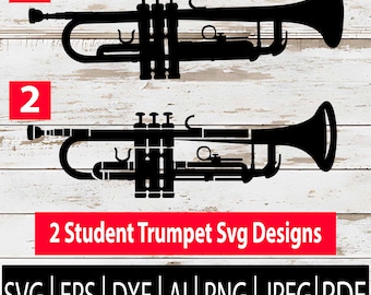 Trumpet SVG Designs | Student Trumpet Clipart for Cricut Silhouette Sub Laser Cnc | Music Instrument SVG Cut Files| Eps Png Dxf Ai Jpg Pdf