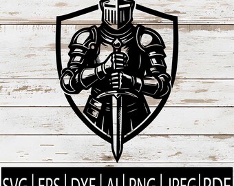 Medieval Knight SVG | Knight Silhouette | Knight Warrior Design Clipart for Cricut Sub Laser CNC | Svg Png Jpg Dxf Pdf Ai Eps Download