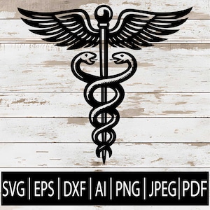 Caduceus Medical Symbol SVG | Doctor Nurse EMT Clipart for Cricut Sublimation Laser CNC | Svg Eps Dxf Ai Png Pdf Jpg Files Digital Download