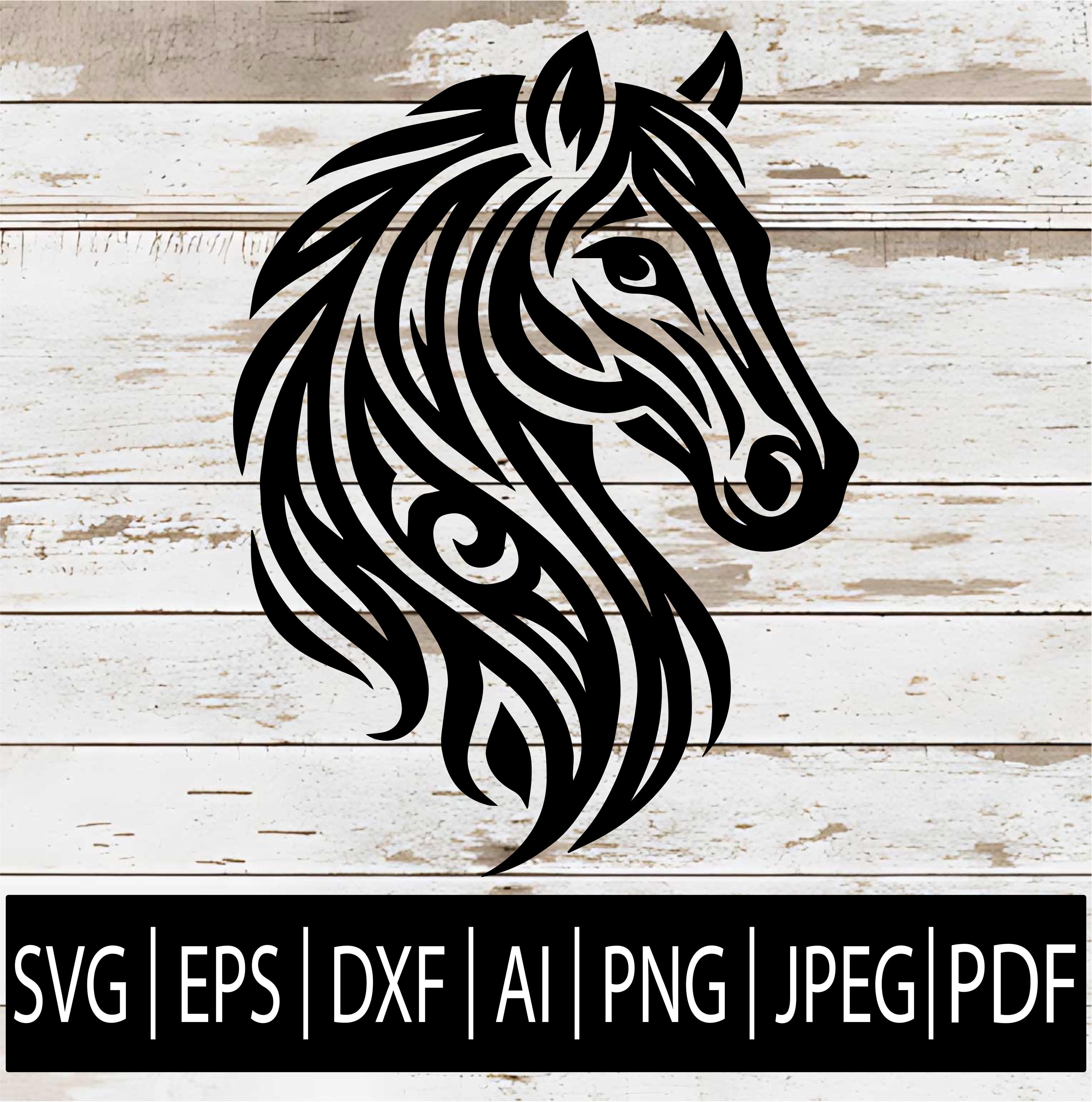 Stallion Svg Simple Horse Head SVG | Tribal Horse Stallion Cut File | Horse Lover Design ...