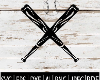 Baseball Bats and Ball SVG | Crossed Bats Clipart | Baseball Vector Cut File Clipart for Cricut Sub Laser CNC | Svg Png Jpg Dxf Pdf Ai Eps