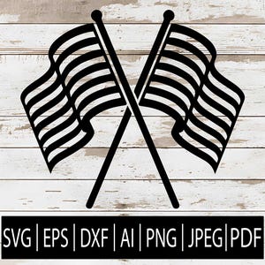 Banderas cruzadas SVG / Silueta de banderas de carreras Clipart / Línea de meta de carreras con bandera a cuadros para Cricut Sub Laser CNC /Svg Eps Png Dxf Jpg Pdf Ai