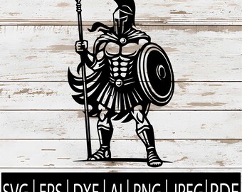 Spartan Warrior SVG | Greek Hoplite Design | Ancient Warrior Clipart for Cricut Sub Laser CNC | Svg Png Jpg Dxf Pdf Ai Eps Digital Download