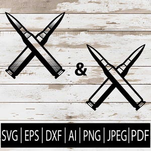 Crossed Bullets SVG Bundle | 2 Tactical Ammo Clipart Designs for Cricut Sublimation Laser CNC | Svg Eps Png Dxf Jpg Pdf Ai Digital Download
