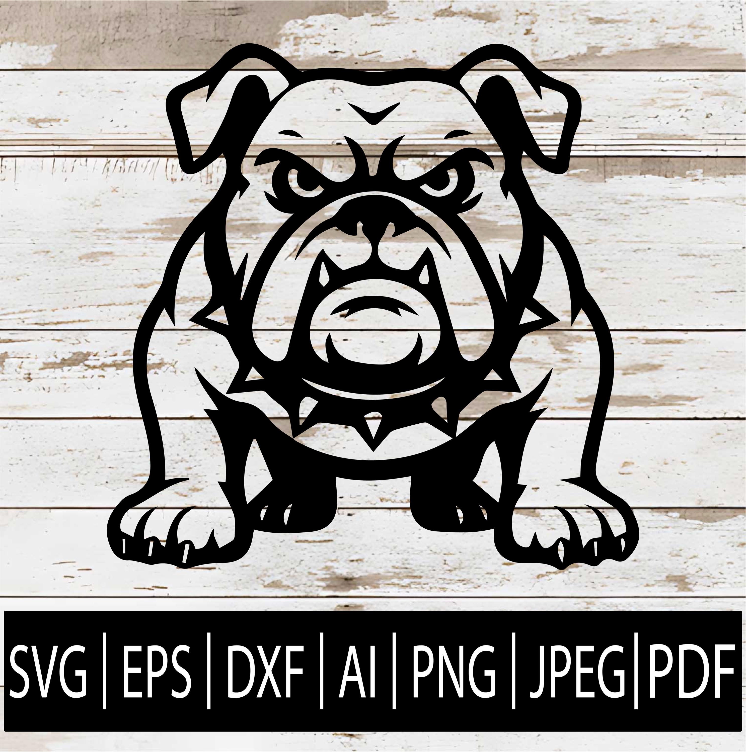 Mascota Bulldog SVG - Diseño de logotipo de equipo deportivo de escuela secundaria Clipart para Cricut sub Laser cnc / Svg Eps Png Dxf Jpg Pdf Ai Descargar