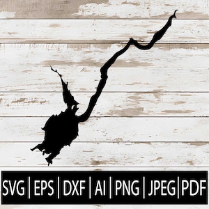 Great Sacandaga Lake Map SVG | New York Adirondack Lake Outline Clipart for Cricut Sublimation Laser CNC | Svg Eps Dxf Ai Png Pdf Jpg