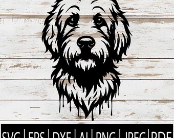 SVG de Cabeça de Goldendoodle | Desenho de Rosto de Cachorro Doodle | Clipart de Raça de Cachorro com Orelhas Caídas e Formato de Urso de Pelúcia para Cricut, Sub-rotina, Laser e CNC | SVG, EPS, PNG, DXF, JPG, PDF e AI