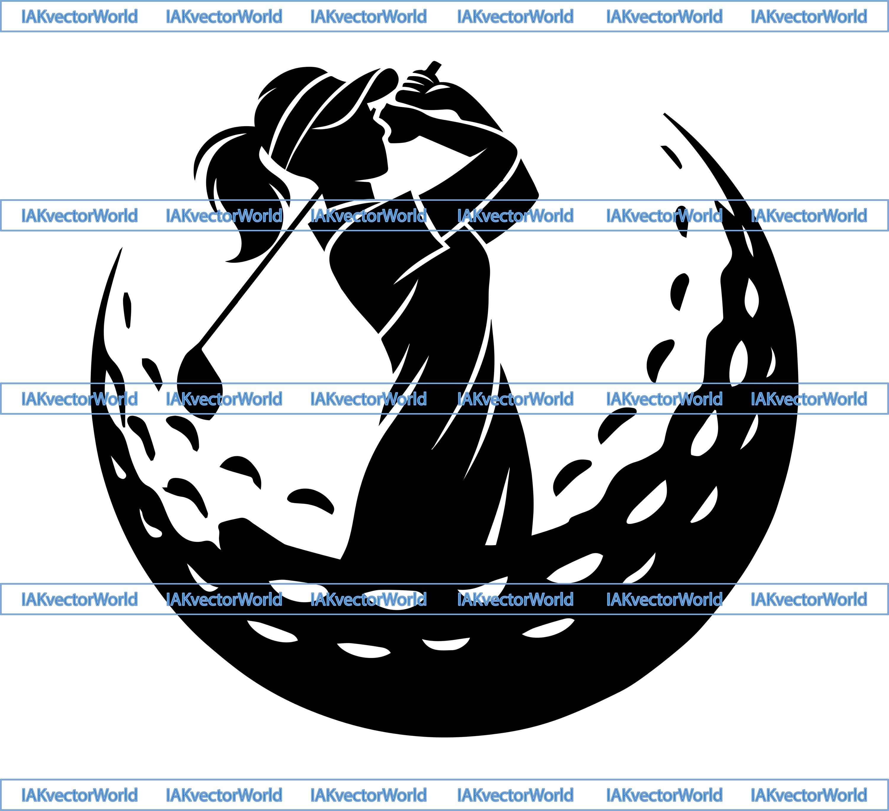 Female Golfer SVG | Woman Golf Swing Clipart | Lady Golfer Sports ...
