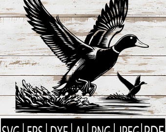 Flying Duck SVG| Mallard Duck Cut File for Cricut & Silhouette| Hunting Duck Clipart | Wildlife Bird Svg Eps Png Jpg Dxf Ai Digital Download