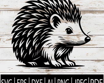 Hedgehog SVG | Cute Hedgehog Silhouette | Woodland Animal Design Clipart for Cricut Sub Laser CNC | Svg Png Jpg Dxf Pdf Ai Eps Download